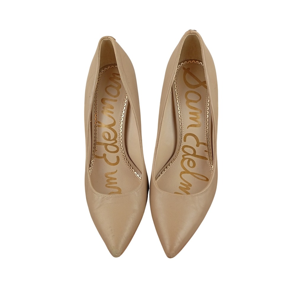 Sam Edelman Hazel Nude Leather Pointed Toe Stiletto Pumps Heels